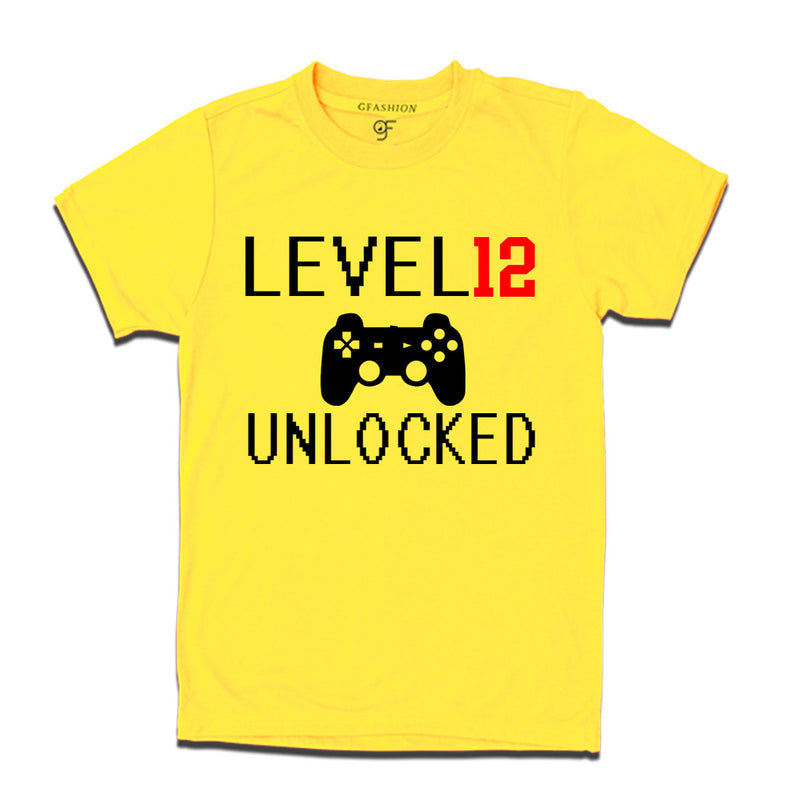 Level 12 Unlocked Birthday Tshirts For Boy-Girl in Yellow Color available @ Gfashion.jpg