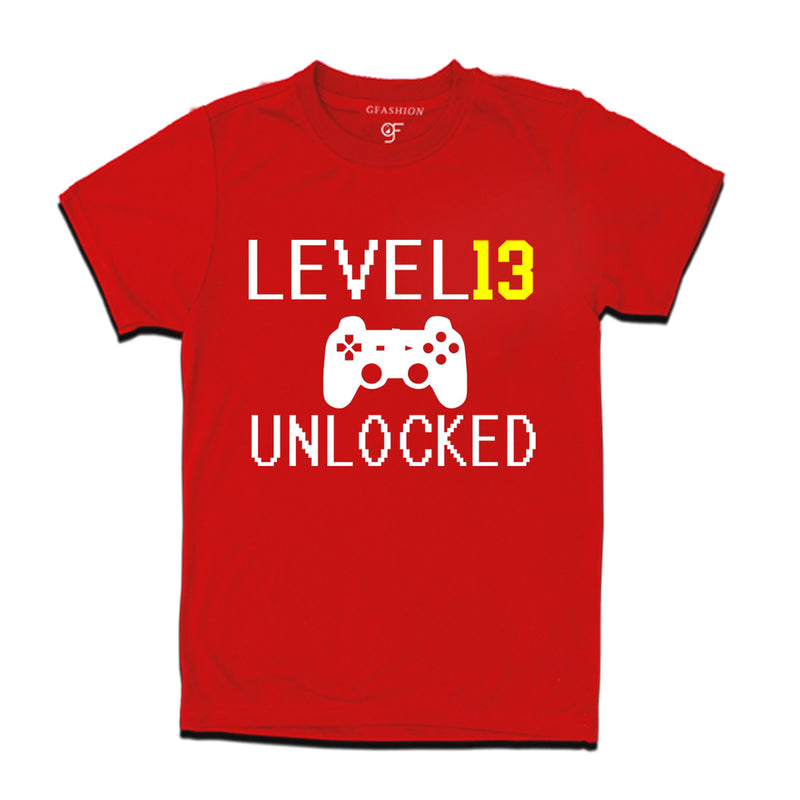 Level 13 Unlocked Birthday Tshirts For Boy-Girl in Red Color available @ Gfashion.jpg