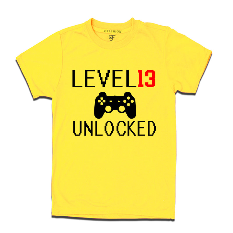Level 13 Unlocked Birthday Tshirts For Boy-Girl in Yellow Color available @ Gfashion.jpg