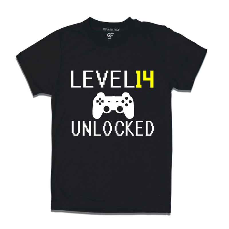 Level 14 Unlocked Birthday Tshirts For Boy-Girl in Black Color available @ Gfashion.jpg