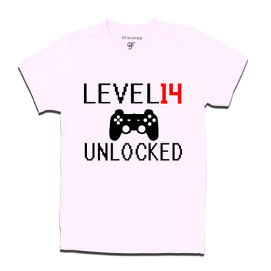 Level 14 Unlocked Birthday Tshirts For Boy-Girl in White Color available @ Gfashion.jpg