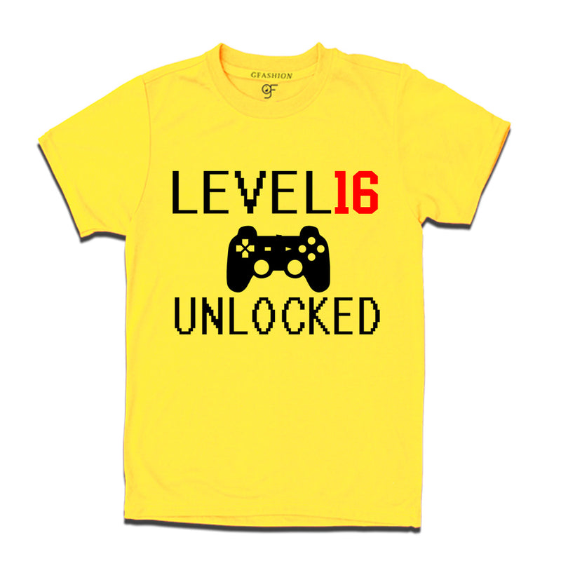 Level 16 Unlocked Birthday Tshirts For Boy-Girl in Yellow Color available @ Gfashion.jpg