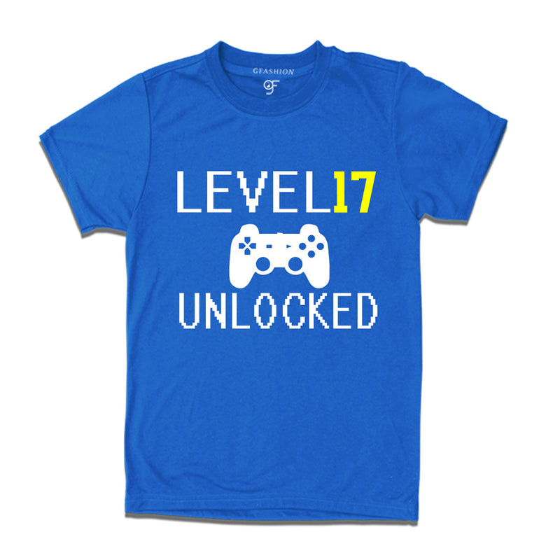 Level 17 Unlocked Birthday Tshirts For Boy-Girl in Blue Color available @ Gfashion.jpg