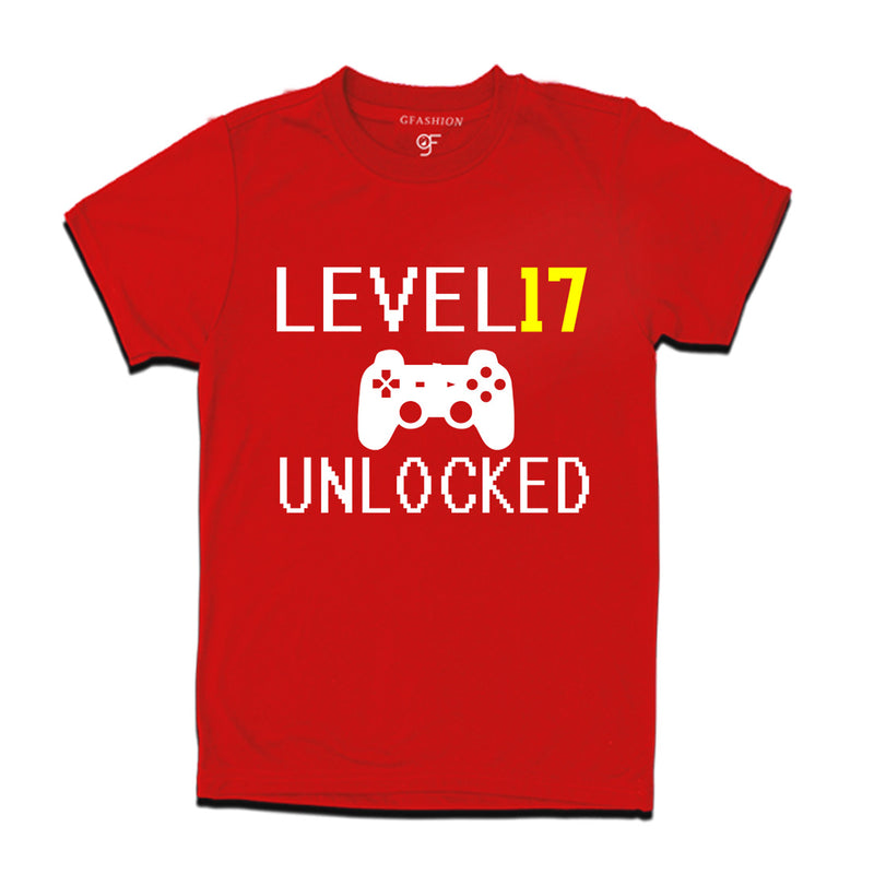 Level 17 Unlocked Birthday Tshirts For Boy-Girl in Red Color available @ Gfashion.jpg