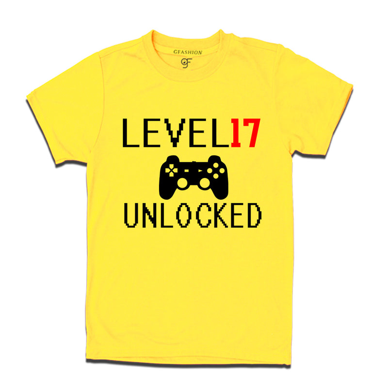 Level 17 Unlocked Birthday Tshirts For Boy-Girl in Yellow Color available @ Gfashion.jpg
