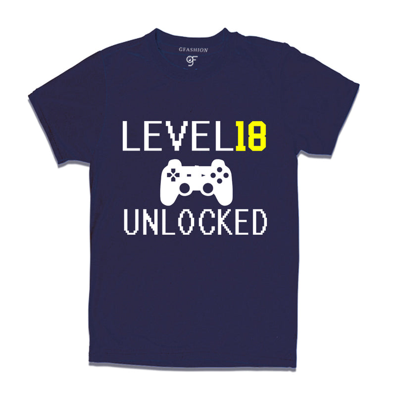 Level 18 Unlocked Birthday Tshirts For Boy-Girl in Navy Color available @ Gfashion.jpg