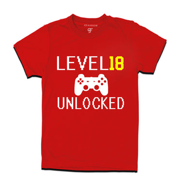 Level 18 Unlocked Birthday Tshirts For Boy-Girl in Red Color available @ Gfashion.jpg