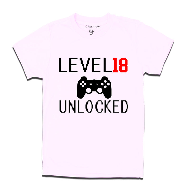 Level 18 Unlocked Birthday Tshirts For Boy-Girl in White Color available @ Gfashion.jpg