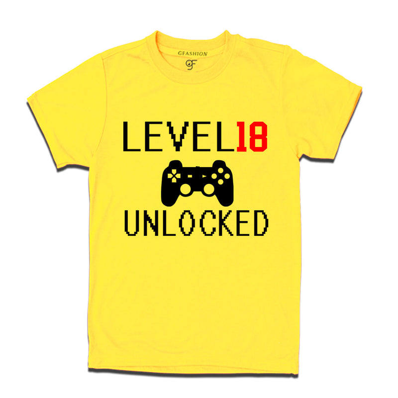 Level 18 Unlocked Birthday Tshirts For Boy-Girl in Yellow Color available @ Gfashion.jpg