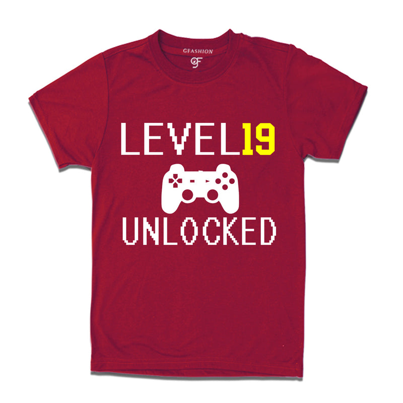 Level 19 Unlocked Birthday Tshirts For Boy-Girl in Maroon Color available @ Gfashion.jpg