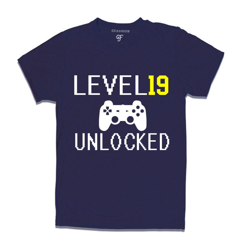 Level 19 Unlocked Birthday Tshirts For Boy-Girl in Navy Color available @ Gfashion.jpg