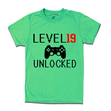 Level 19 Unlocked Birthday Tshirts For Boy-Girl in Pista Green Color available @ Gfashion.jpg