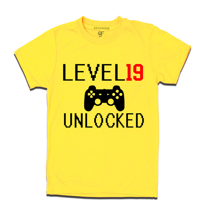 Level 19 Unlocked Birthday Tshirts For Boy-Girl in Yellow Color available @ Gfashion.jpg