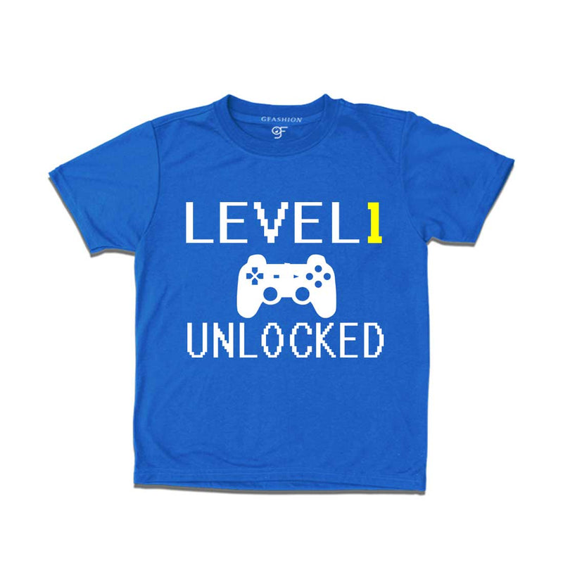 Level 1 Unlocked Birthday T-shirts For Boy-Girl in Blue Color available @ Gfashion.jpg
