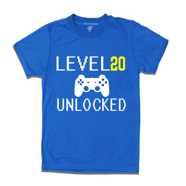 Level 20 Unlocked Birthday Tshirts For Boy-Girl in Blue Color available @ Gfashion.jpg