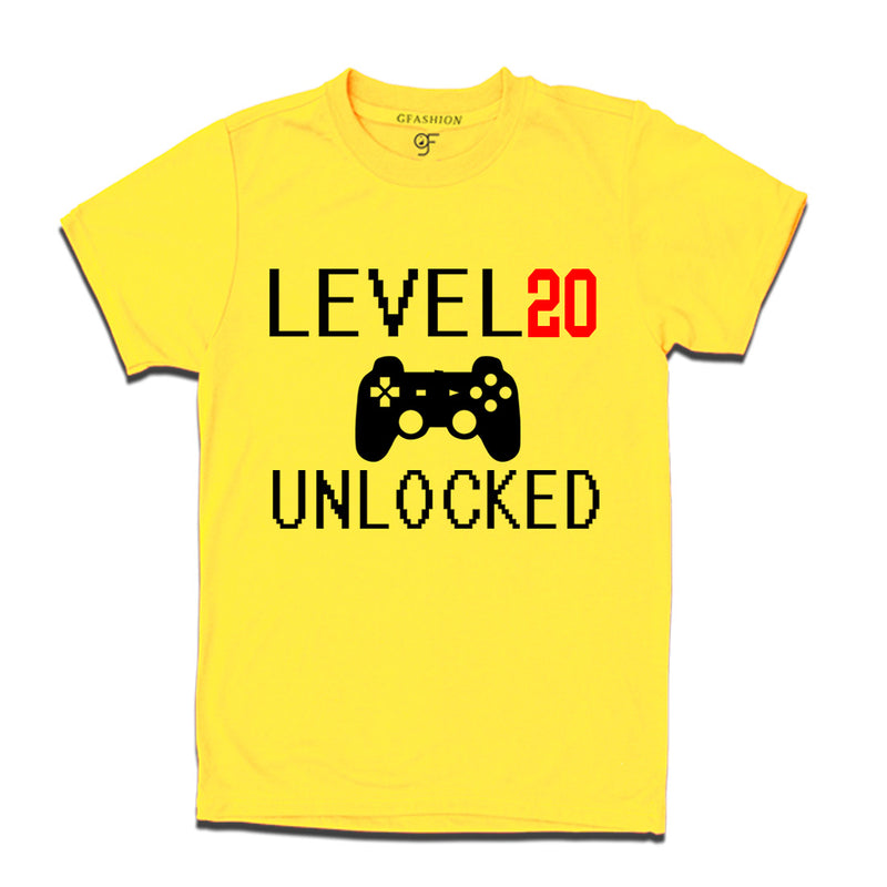 Level 20 Unlocked Birthday Tshirts For Boy-Girl in Yellow Color available @ Gfashion.jpg