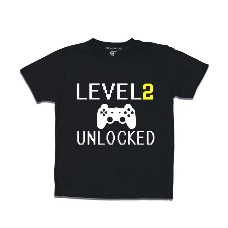 Level 2 Unlocked Birthday T-shirts For Boy-Girl in Black Color available @ Gfashion.jpg