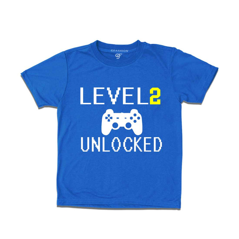 Level 2 Unlocked Birthday T-shirts For Boy-Girl in Blue Color available @ Gfashion.jpg