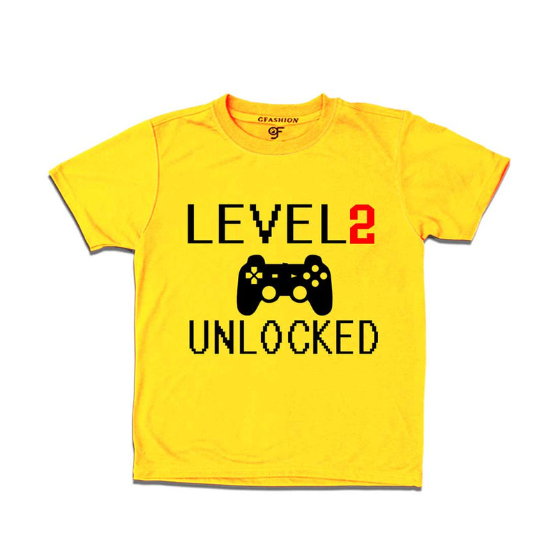 Level 2 Unlocked Birthday T-shirts For Boy-Girl in Yellow Color available @ Gfashion.jpg