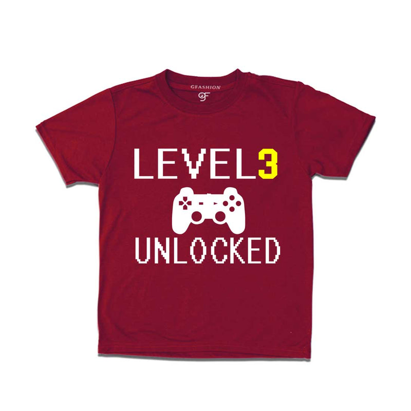 Level 3 Unlocked Birthday Tshirts For Boy-Girl in Maroon Color available @ Gfashion.jpg