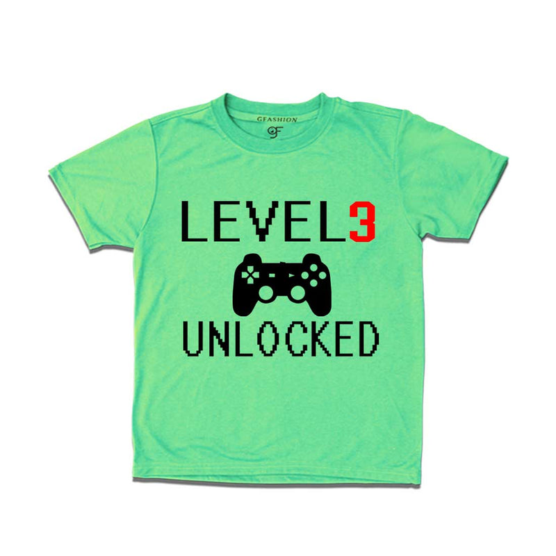 Level 3 Unlocked Birthday Tshirts For Boy-Girl in Pista Green Color available @ Gfashion.jpg