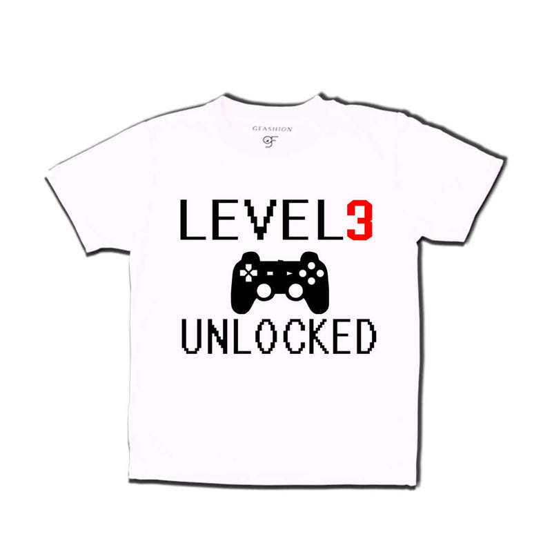 Level 3 Unlocked Birthday Tshirts For Boy-Girl in White Color available @ Gfashion.jpg
