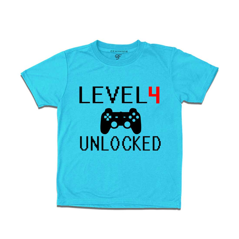 Level 4 Unlocked Birthday Tshirts For Boy-Girl in Sky Blue Color available @ Gfashion.jpg