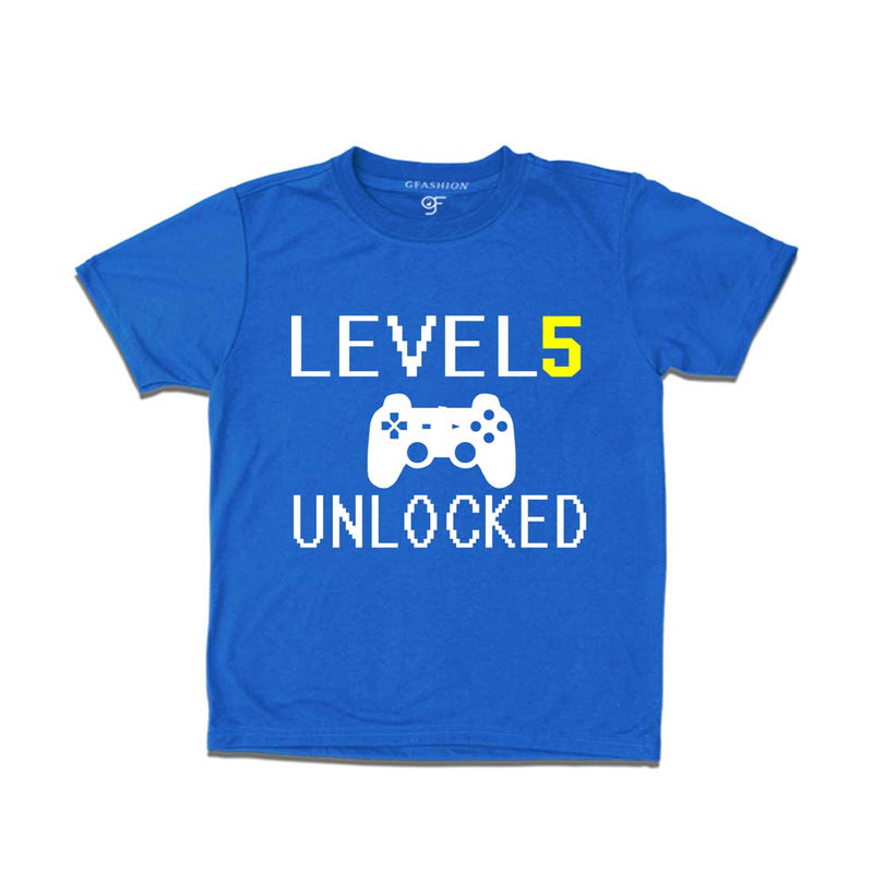 Level 5 Unlocked Birthday Tshirts For Boy-Girl in Blue Color available @ Gfashion.jpg
