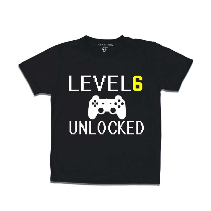 Level 6 Unlocked Birthday Tshirts For Boy-Girl in Black Color available @ Gfashion.jpg