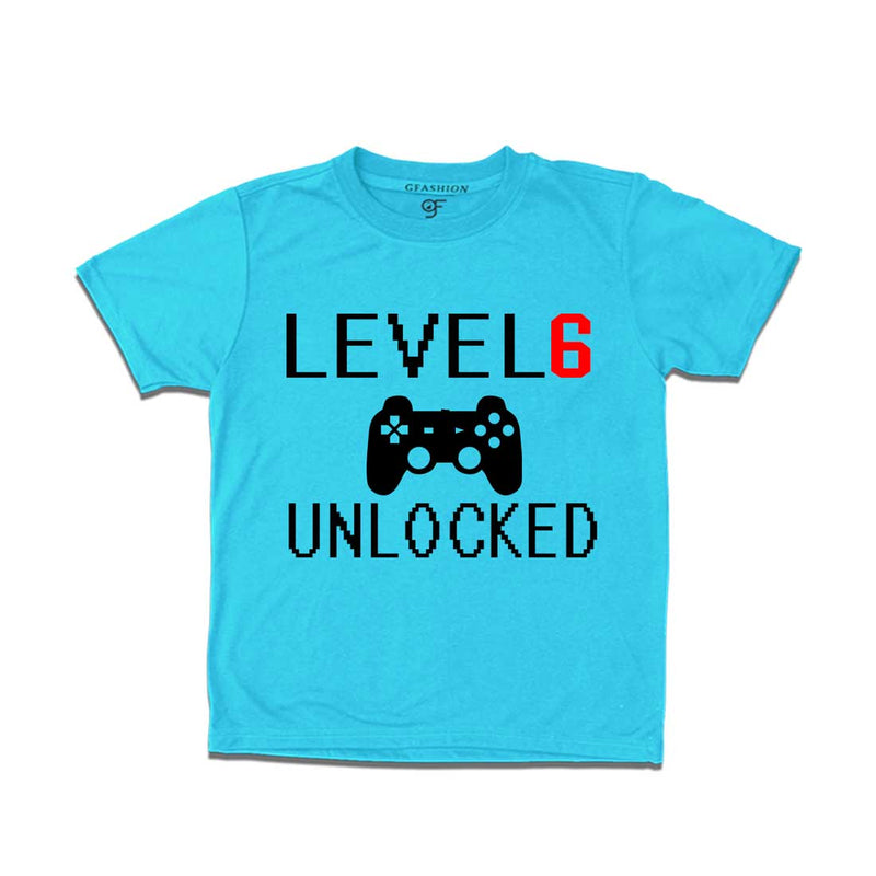 Level 6 Unlocked Birthday Tshirts For Boy-Girl in Sky Blue Color available @ Gfashion.jpg