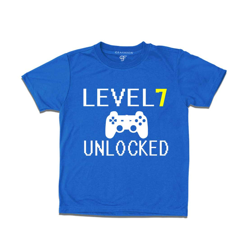 Level 7 Unlocked Birthday Tshirts For Boy-Girl in Blue Color available @ Gfashion.jpg
