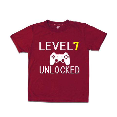 Level 7 Unlocked Birthday Tshirts For Boy-Girl in Maroon Color available @ Gfashion.jpg