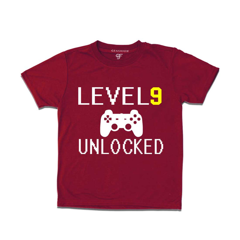 Level 9 Unlocked Birthday Tshirts For Boy-Girl in Maroon Color available @ Gfashion.jpg