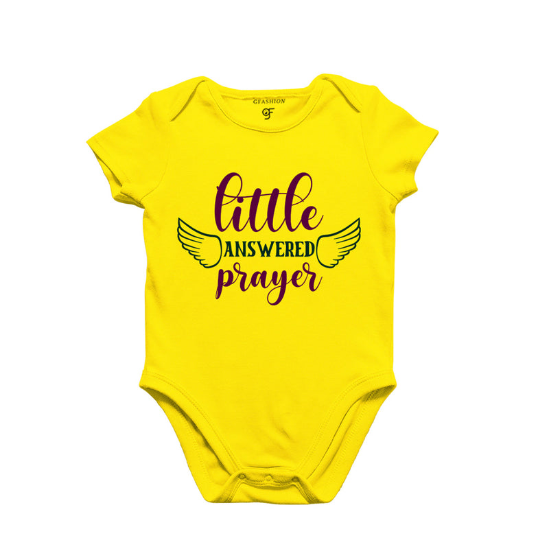Little Answered Prayer Baby Bodysuit or Rompers or Onesie in Yellow Color available @ gfashion.jpg