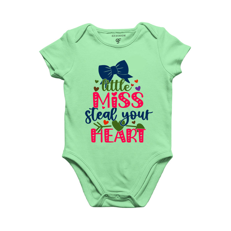 Little Miss Steal Your Heart Baby Bodysuit in Pista Green Color available @ gfashion.jpg