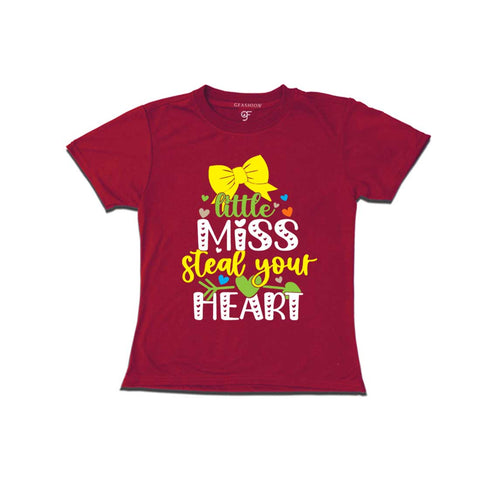 Little Miss Steal Your Heart Baby T-shirt in Maroon Color available @ gfashion.jpg