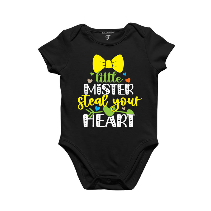 Little Mister Steal Your Heart Baby Onesie in Black Color available @ gfashion.jpg