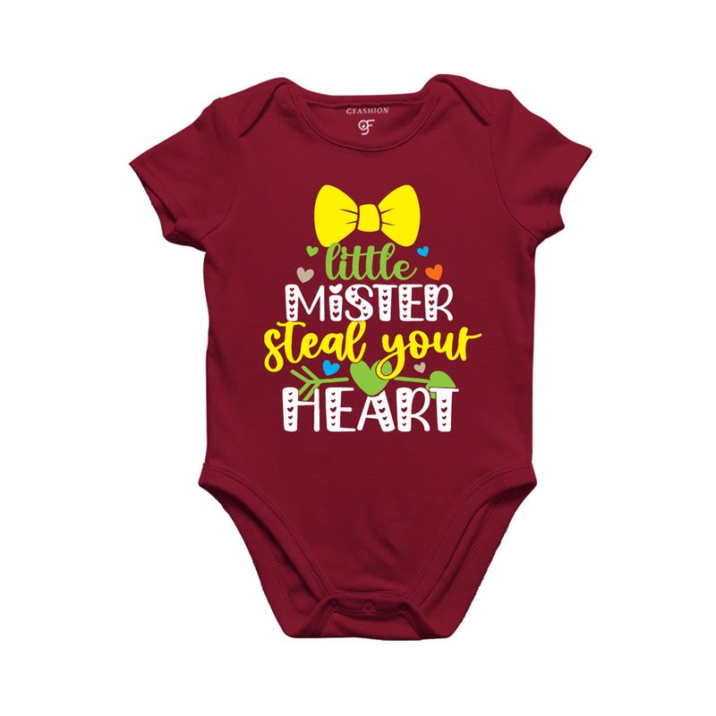 Little Mister Steal Your Heart Baby Onesie in Maroon Color available @ gfashion.jpg