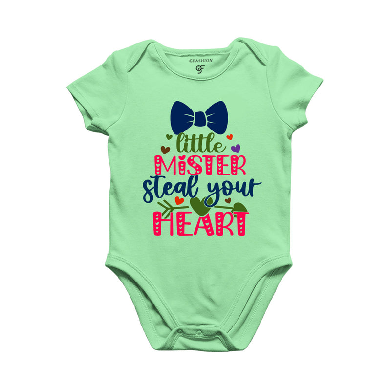 Little Mister Steal Your Heart Baby Onesie in Pista Green Color available @ gfashion.jpg