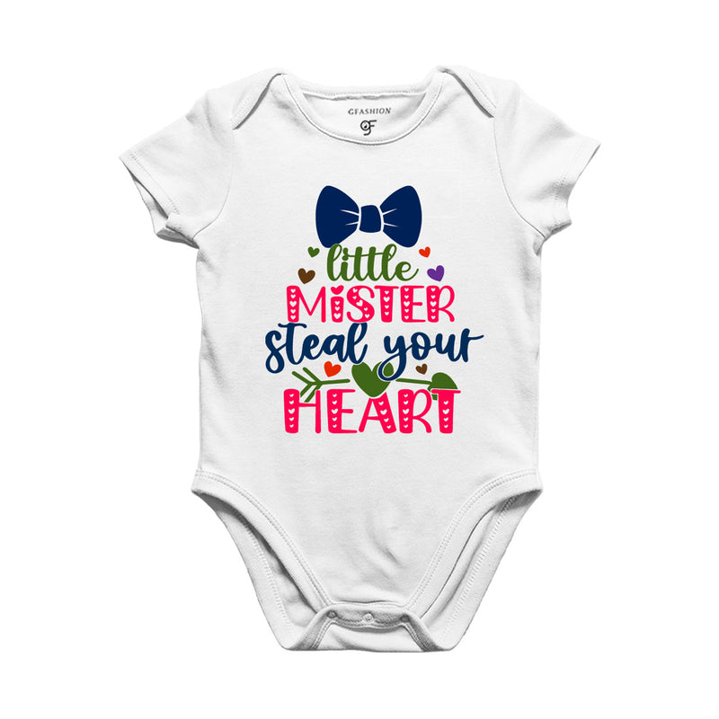 Little Mister Steal Your Heart Baby Onesie in White Color available @ gfashion.jpg