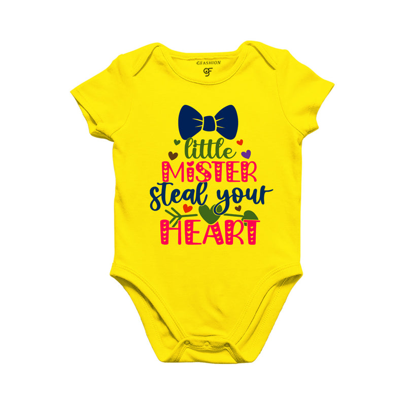 Little Mister Steal Your Heart Baby Onesie in Yellow Color available @ gfashion.jpg