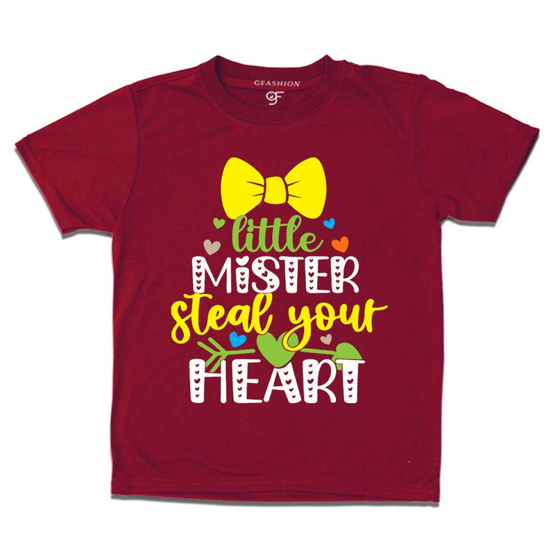 Little Mister Steal Your Heart Baby T-shirt in Maroon Color available @ gfashion.jpg