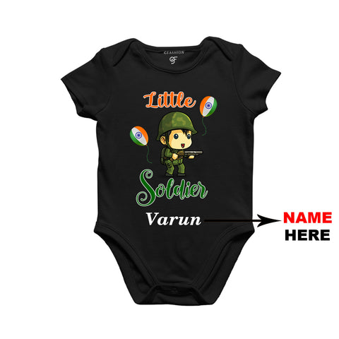 Little Soldier Baby Bodysuit-Name Customized in Black Color available @ gfashion.jpg