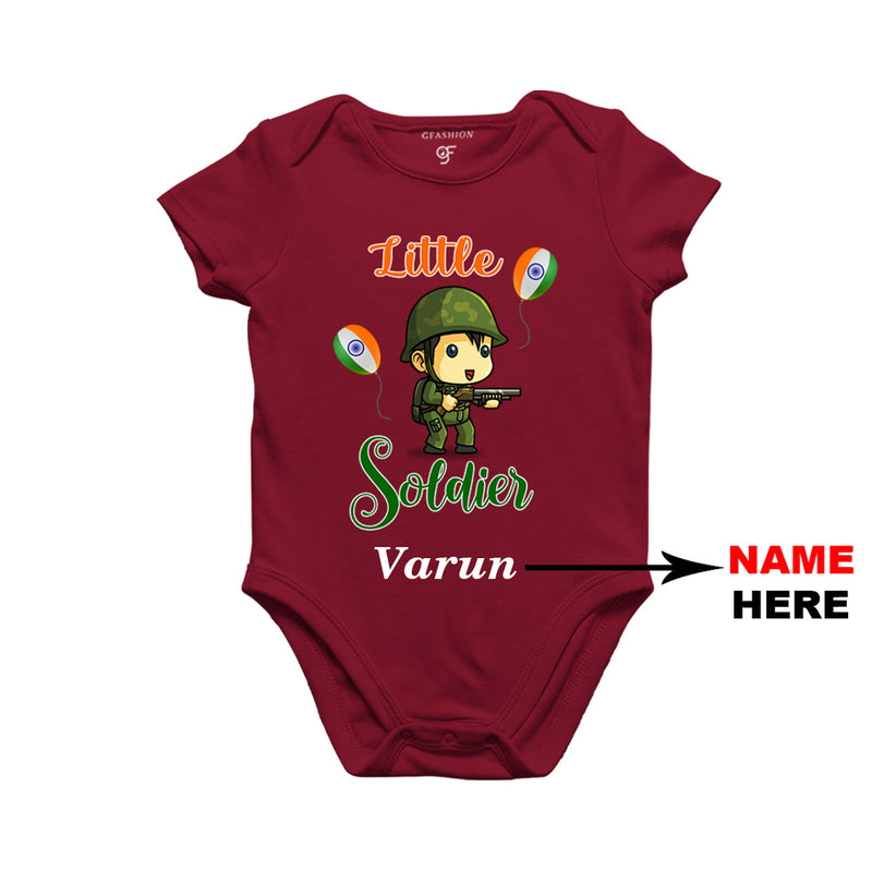 Little Soldier Baby Bodysuit-Name Customized in Maroon Color available @ gfashion.jpg