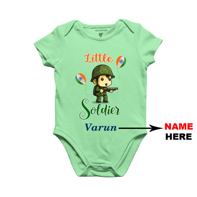 Little Soldier Baby Bodysuit-Name Customized in Pista Green Color available @ gfashion.jpg