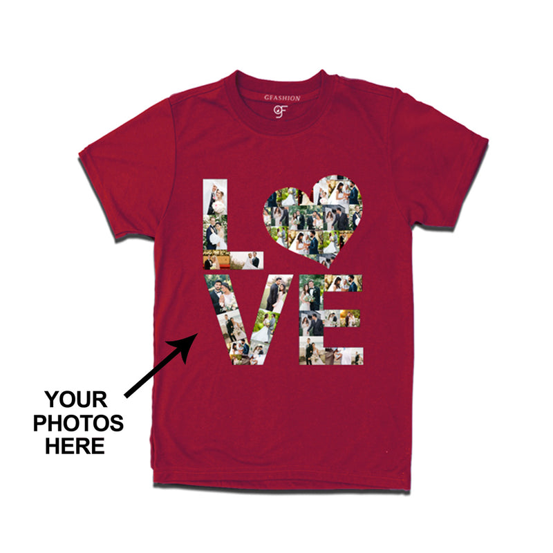 Photo Design with Love Customized Men T-shirt in Maroon Color available @ gfashion.jpg