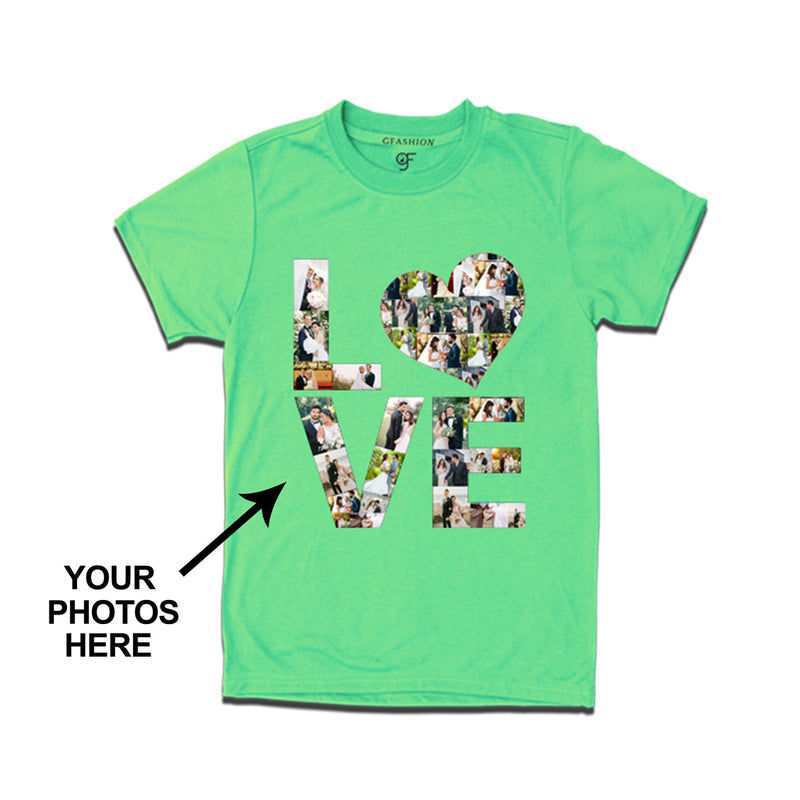 Photo Design with Love Customized Men T-shirt in Pista Green Color available @ gfashion.jpg