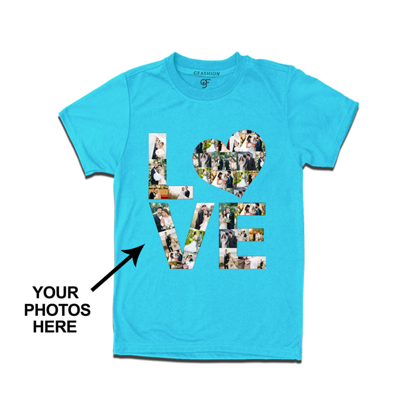 Photo Design with Love Customized Men T-shirt in Sky Blue Color available @ gfashion.jpg