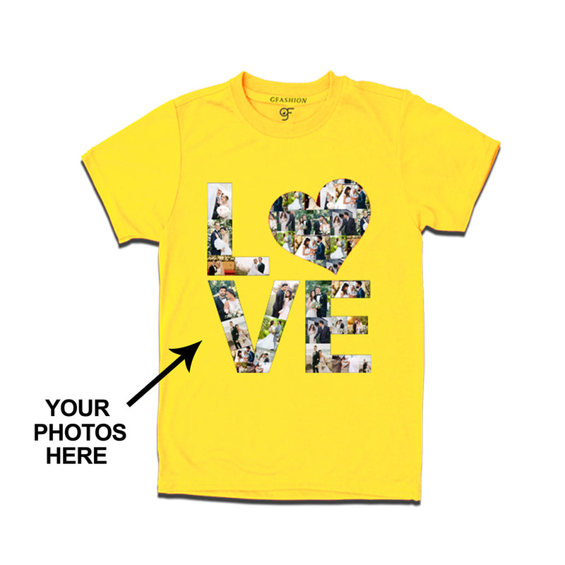 Photo Design with Love Customized Men T-shirt in Yellow Color available @ gfashion.jpg