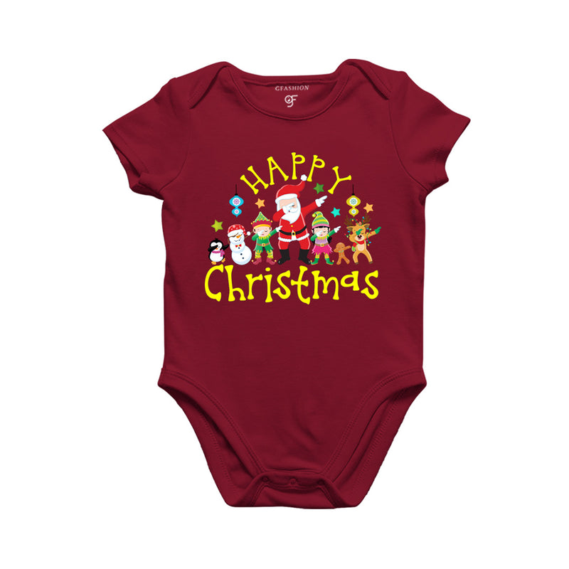 Matching  Baby Bodysuit or Rompers or Onesie for Christmas with dabbing Santa Team in Maroon Color avilable @ gfashion.jpg